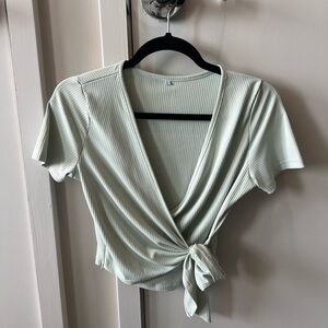 Ribbed Shortsleeved Wrap Top